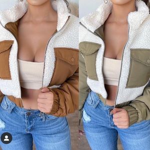 Renee Fur Jacket camel/white